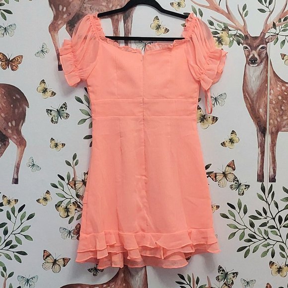 Neon Orange Mini Dress - Picture 2 of 3